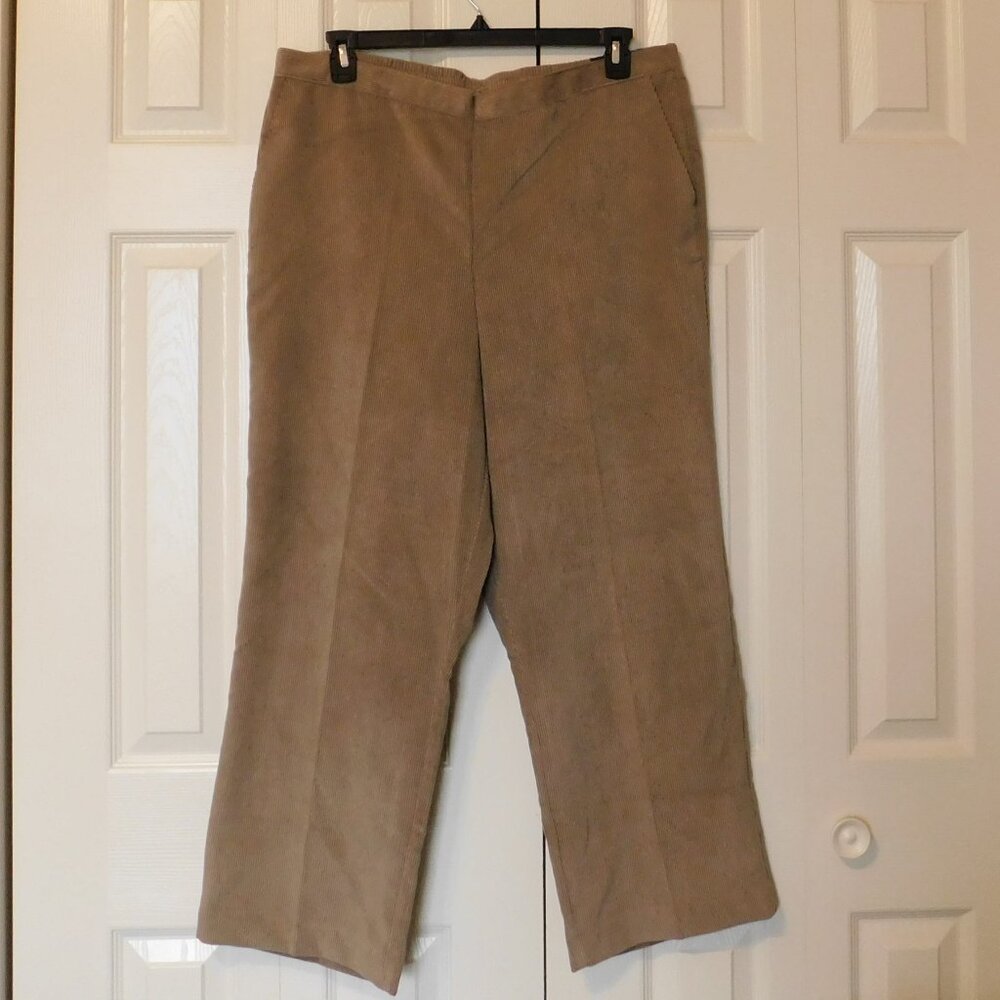 ALFRED DUNNER Classic Fit Corduroy Pant Tan Pockets Size 18 Short